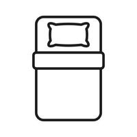 Single Bed with Pillow for Bedroom Line Icon. Single Mattress in Hotel Room Pictogram. Night Rest Sleep Furniture at Home, Hospital, Motel Outline Icon. Editable Stroke. Isolated Vector Illustration.