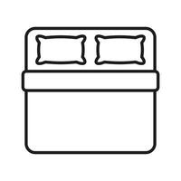 Double Bed with Pillow for Bedroom Line Icon. Double Mattress in Hotel Pictogram. Night Rest Sleep Furniture at Bedchamber Home, Hospital Outline Icon. Editable Stroke. Isolated Vector Illustration.