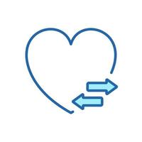 Transplant and Donate of Heart with Arrow Line Icon. Recycle and Renovation Organ Linear Pictogram. Heart Donation Outline Icon. Editable Stroke. Isolated Vector Illustration.