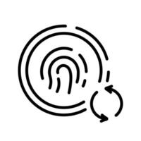 Reset Password by Fingerprint Identification Line Icon. Update Touch ID. Change Linear Pictogram. Refresh Security Finger Print Outline Symbol. Editable Stroke. Isolated Vector Illustration.