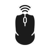 Computer Mouse Silhouette Icon. Wireless Technology Computer Equipment. PC Wireless Tool Glyph Pictogram. Cursor Pointer Scroll, Click Symbol. Isolated Vector Illustration.