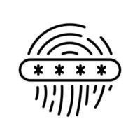 Fingerprint Password, Unique Biometric Identification Line Icon. Finger Print Access Sign. Code with Asterisk, Touch ID Privacy Concept Outline Symbol. Editable Stroke. Isolated Vector Illustration.