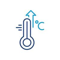 High Temperature Scale Line Icon. Flu, Cold, Virus and Fever Symptoms. Thermometer with Arrow Up Pictogram. Increased Temperature of Human Body Linear Icon. Editable stroke. Vector illustration.