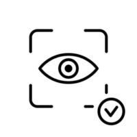 Eye Scan ID Line Icon. Vision Scanning Technology for Security Access Pictogram. Iris Recognition for Biometric Identification Sign. Retina Scanner. Editable Stroke. Isolated Vector Illustration.