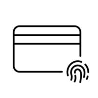 Credit Card with Fingerprint Line Icon. Fingerprint Identity Pictogram. Bank Plastic Card with Thumbprint Identification Technology Outline Symbol. Editable Stroke. Isolated Vector Illustration.