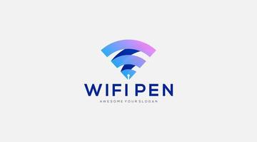 Ilustración de vector de diseño de logotipo de pluma wifi