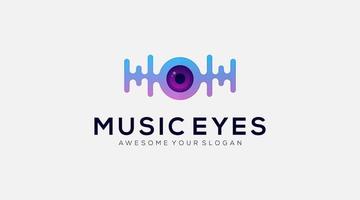 Music Eye vector icon Logo Design Template