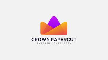 plantilla de vector de diseño de logotipo de corte de papel de corona