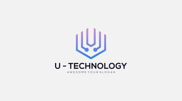 Letter U technology vector logo design template