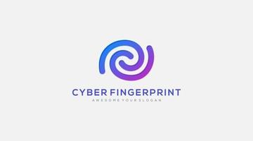 Cyber fingerprint vector logo design template