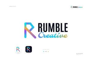 Abstract and Creative Letter R Logo Design with Colorful Blend Style vector