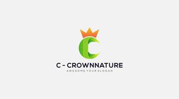 Letter C crown nature vector logo design template