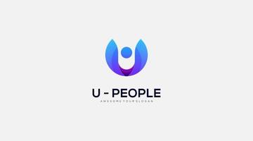 Letter u people vector icon logo design template