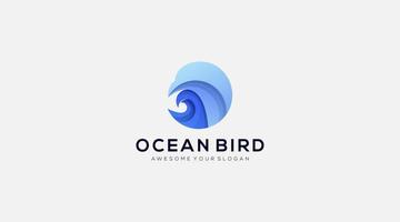 Ocean bird vector logo design illustration