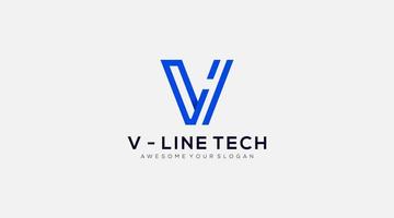 Letter v line Art logo design concept vector