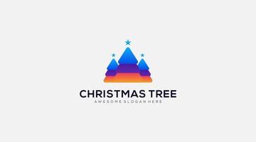 Plantilla de vector de diseño de logotipo de icono de árboles de Navidad coloridos