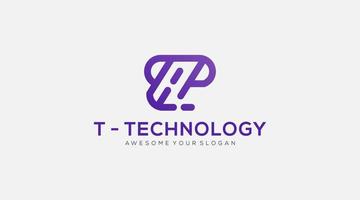 Digital Technology Letter T Icon Logo Design Element vector