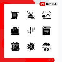 Group of 9 Modern Solid Glyphs Set for survey online service laptop powder Editable Vector Design Elements