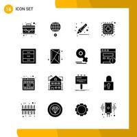 16 Icon Set Solid Style Icon Pack Glyph Symbols isolated on White Backgound for Responsive Website Designing vector