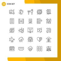 Group of 25 Modern Lines Set for guide book sport game coin Editable Vector Design Elements