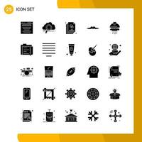 25 Icon Set Solid Style Icon Pack Glyph Symbols isolated on White Backgound for Responsive Website Designing vector