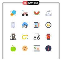 Modern Set of 16 Flat Colors Pictograph of smart phone valve fruit system plumber Editable Pack of Creative Vector Design Elements