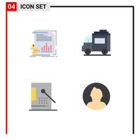 Pack of 4 creative Flat Icons of economy bucket information car design Editable Vector Design Elements