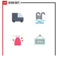 4 Creative Icons Modern Signs and Symbols of van love water date shop Editable Vector Design Elements
