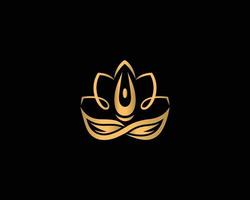diseño de logotipo de meditación humana de yoga creativo con logotipo de equilibrio de flores de persona spa creativo, plantilla de vector de gurú.