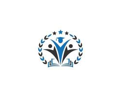 Education Badge Logo Design University High School Emblem Laurel Wreath Vector Template.