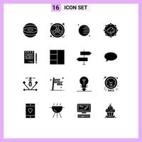 Pictogram Set of 16 Simple Solid Glyphs of plan corporate planet competitive share Editable Vector Design Elements