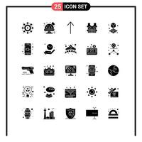 Modern Set of 25 Solid Glyphs and symbols such as clock sound life mobile shape Editable Vector Design Elements
