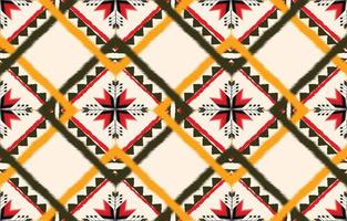 diseño de patrón ikat.eethnic patrón ikat oriental afroamericano mexicano motivo azteca textil y vector bohemio. diseño para fondo, papel tapiz, estampado de alfombras, tela, patrón batik .vector ikat.