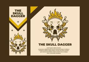 Vintage art illustration of a skull and dagger vector