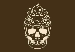 Vintage art illustration of a baby bath on the skull pond vector