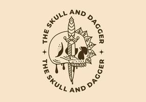 ilustración de arte vintage del cráneo y la daga vector