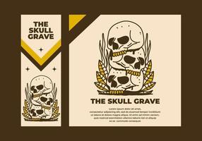 Vintage art illustration of a pile of skulls vector