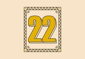 Vintage rectangle frame with number 22 on it vector