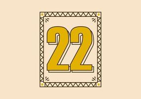 Vintage rectangle frame with number 22 on it vector