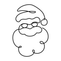 santa claus happy face in one line drawing vector illustration