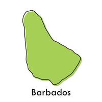 mapa de barbados - concepto estilizado dibujado a mano simple con contorno de contorno de línea negra de boceto. Ilustración de vector de dibujo de silueta de frontera de país.