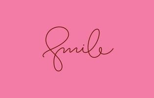 smile word lettering design in continuous line drawing vector