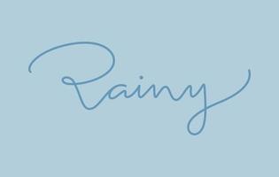 rainy season word lettering design in continuous line drawing vector