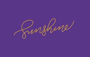 sunshine word lettering design in continuous line drawing vector