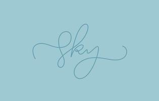 sky word lettering design in continuous line drawing vector