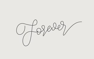 forever word lettering design in continuous line drawing vector