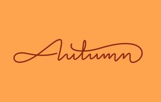 autumn season word lettering design in continuous line drawing vector