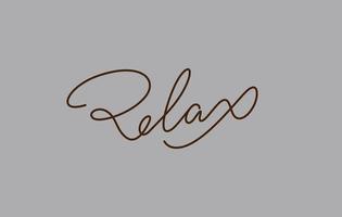 relax word lettering design in continuous line drawing vector