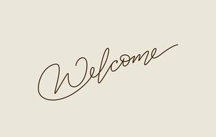 welcome word lettering design in continuous line drawing vector