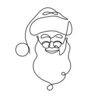 santa claus face in continuous line drawing style vector